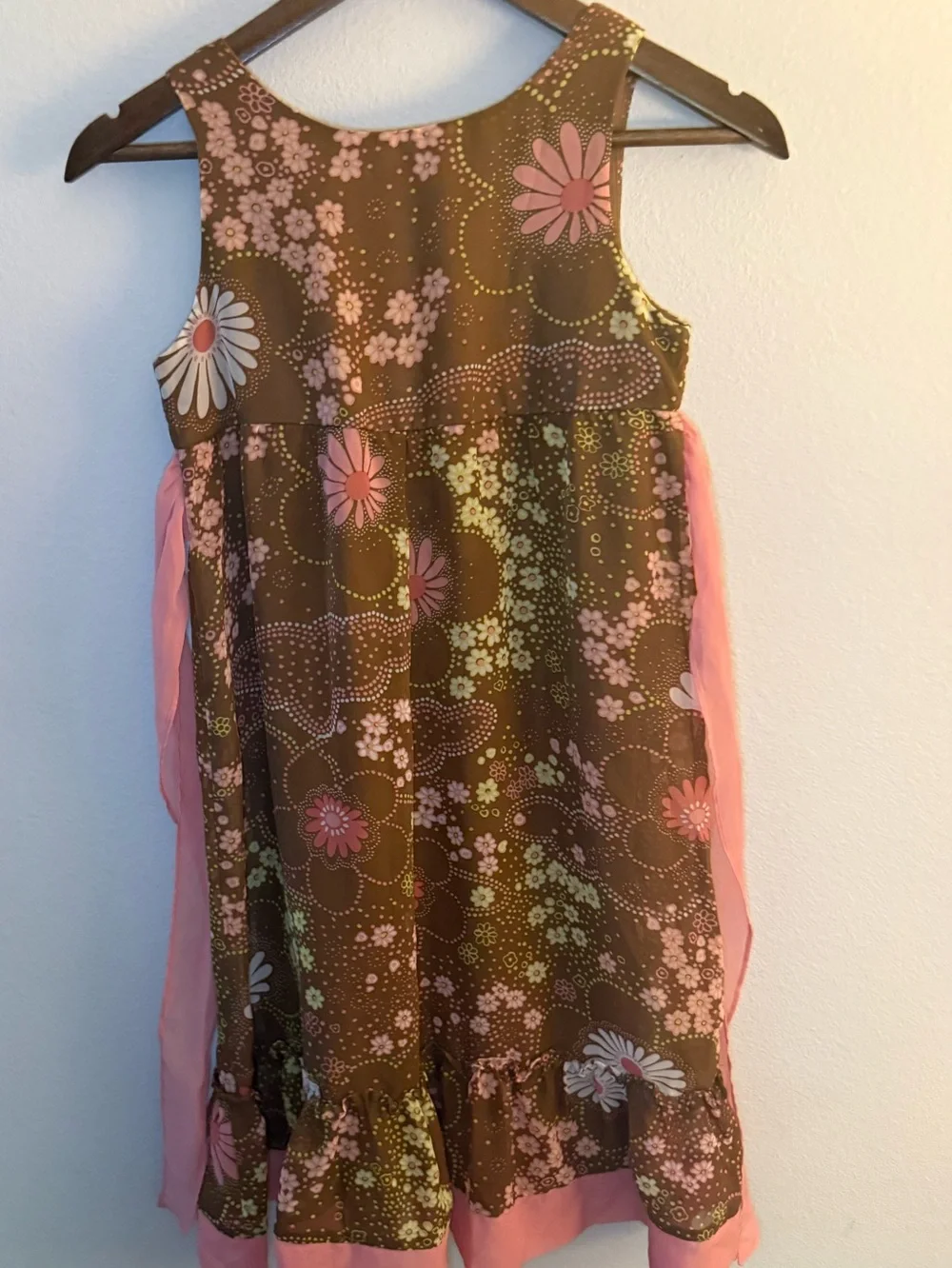 Justice Brown Floral Dress with Pink Sash